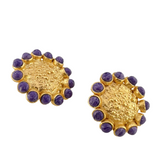 Gemstone Designer Stud Earrings in Gold Plated