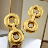 Plain Round Shape Big Dangling Earrings in Gold Plated