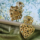 18k Gold Plated Gemstone Heart Filigree Earring