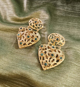 18k Gold Plated Gemstone Heart Filigree Earring