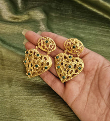 18k Gold Plated Gemstone Heart Filigree Earring