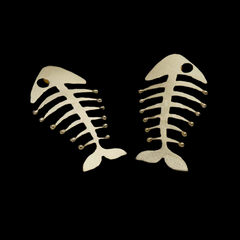 Gold plated Designer Fish Bone Big Stud Earring SKU6122