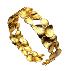 Gold Plated Leaves Unique Designer Cuff SKU5887