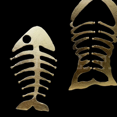 Gold plated Designer Fish Bone In Out Big Stud Earring SKU6123