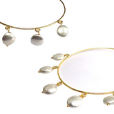 Gold plated Designer White Pearl of Big Hoops Earring SKU6118
