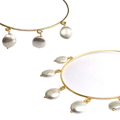 Gold plated Designer White Pearl of Big Hoops Earring SKU6118
