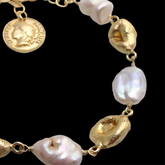 Antique Vintage Coin With Pearl Bracelet in Gold Plated SKU6742