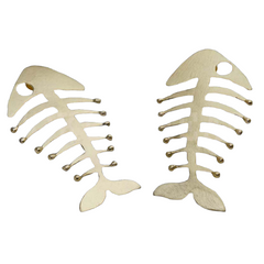 Gold plated Designer Fish Bone Big Stud Earring SKU6122