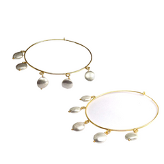 Gold plated Designer White Pearl of Big Hoops Earring SKU6118