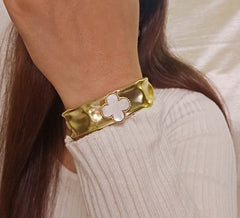 18 K Gold Plated Gemstone cuff Bangle