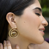 Gold Plated Snake Shape of Gemstone Earring