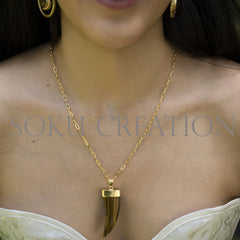 Gemstone Handmade Pendant With Chain in Gold Plated