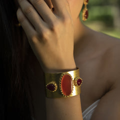 Gold plated Designer Gemstone Cuff SKU7638