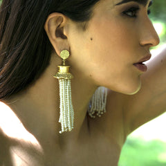 Gold plated Unique Pearl Designer Cocktail Earring
