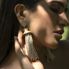 Gold plated Unique Pearl Designer Cocktail Earring