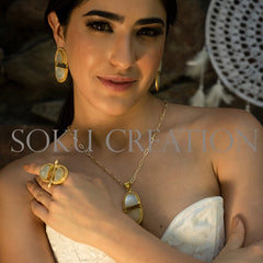 Gold plated Unique designer Gemstone Jewelry Set
