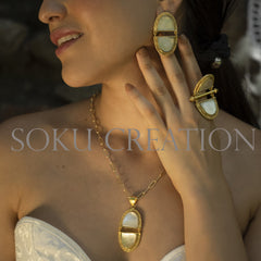 Gold plated Unique designer Gemstone Jewelry Set