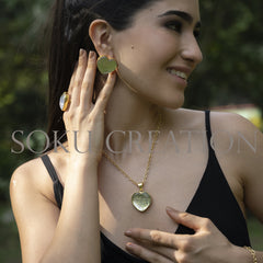 Gold plated Heart Shape Gemstone Jewelry Set