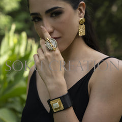 Gold plated Designer Textured Jewelry Set