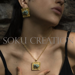 Gold plated Designer Gemstone Jewelry Set