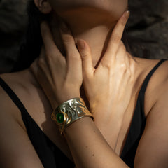 Gold plated Designer Hammered Design of Cuff Bangle