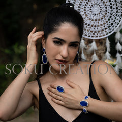 Gold plated Unique Design Monalisa Stone of Drop and Dangle Earring Bracelet and Ring