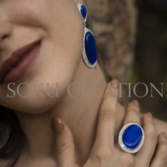 Gold plated Unique Design Monalisa Stone of Drop and Dangle Earring Bracelet and Ring
