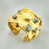 18 K Gold Plated Gemstone cuff Bangle