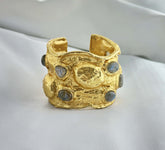 18 K Gold Plated Gemstone cuff Bangle