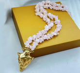 18K Gold Plated Gemstone Buffalo Pendant Necklace