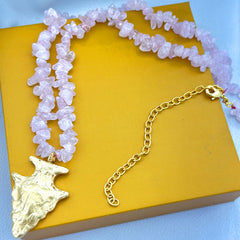 18K Gold Plated Gemstone Buffalo Pendant Necklace