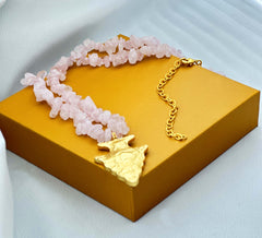 18K Gold Plated Gemstone Buffalo Pendant Necklace