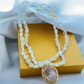 18K Gold Plated Gemstone Pendant Chain Necklace