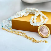 18K Gold Plated Gemstone Pendant Chain Necklace