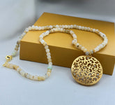 18K Gold Plated Gemstone Filigree Pendant Necklace