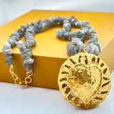 18K Gold Plated Gemstone Filigree Pendant Necklace