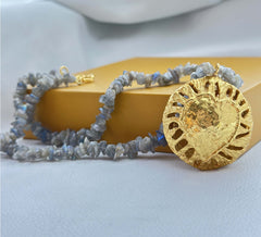 18K Gold Plated Gemstone Filigree Pendant Necklace