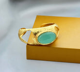 18 K Gold Plated Gemstone Cuff Bangle