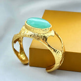 18 K Gold Plated Gemstone Cuff Bangle