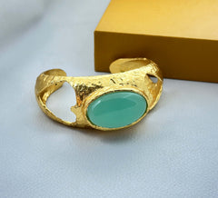 18 K Gold Plated Gemstone Cuff Bangle