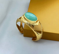 18 K Gold Plated Gemstone Cuff Bangle