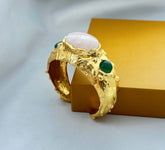 18 K Gold Plated Gemstone Cuff Bangle