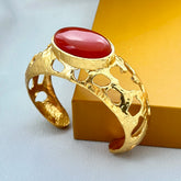 18 K Gold Plated Gemstone Cuff Bangle