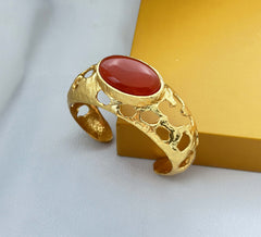 18 K Gold Plated Gemstone Cuff Bangle