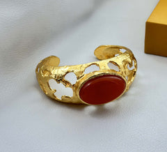 18 K Gold Plated Gemstone Cuff Bangle