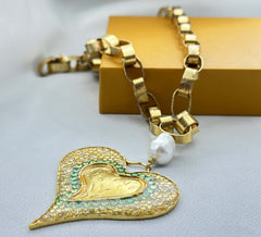 18K Gold Plated Betel leaf Design Link Chain Necklace