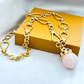 18K Gold Plated Link Chain with Pendant Necklace