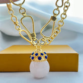 18K Gold Plated Link Chain with Pendant Necklace