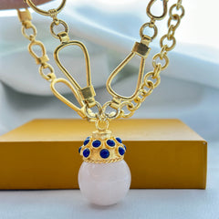 18K Gold Plated Link Chain with Pendant Necklace