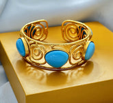 18 K Gold Plated Gemstone Cuff Bangle